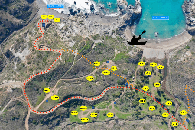 a map of the little harbor campgrounds on catalina island